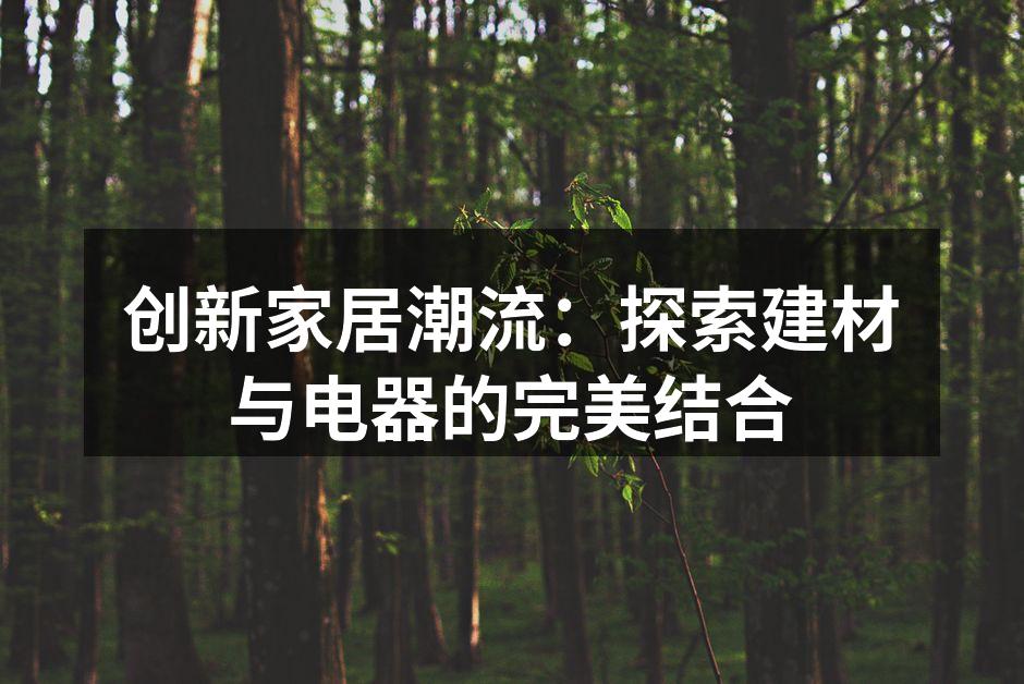 创新家居潮流：探索建材与电器的完美结合
