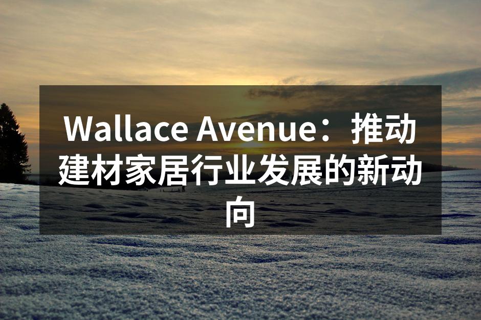 Wallace Avenue：推动建材家居行业发展的新动向